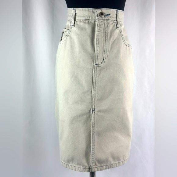 *VINTAGE* CRUEL GIRL WHITE DENIM HIGH RISE PENCIL SKIRT - Picture 4 of 9